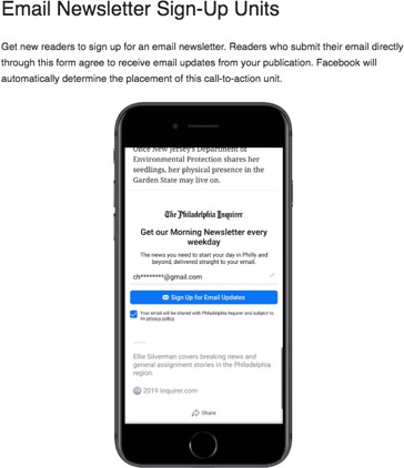 Facebook Instant Articles Email Newsletter Sign-Up Unit