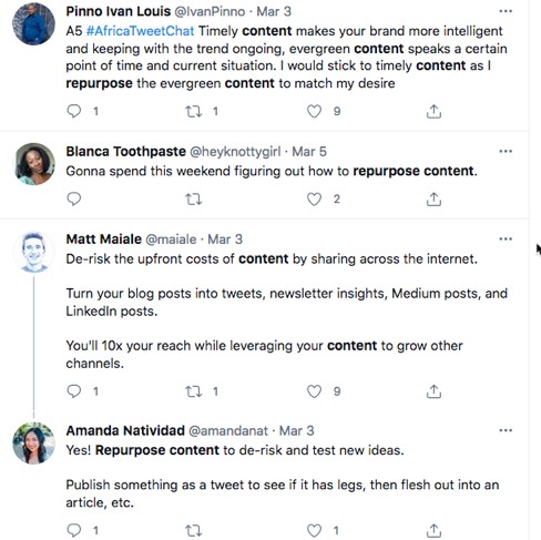 Twitter—ways to repurpose content