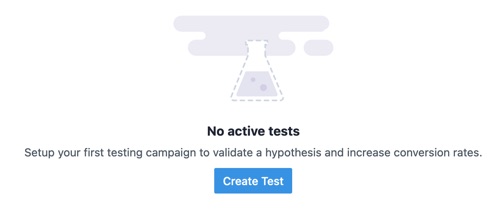Click the Create Test button to start setting up an A/B test on VWO