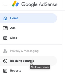To block competing sites from showing ads on your search engine, click through to Blocking controls within AdSense