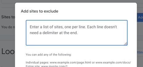 Add sites to exclude from your search engine
