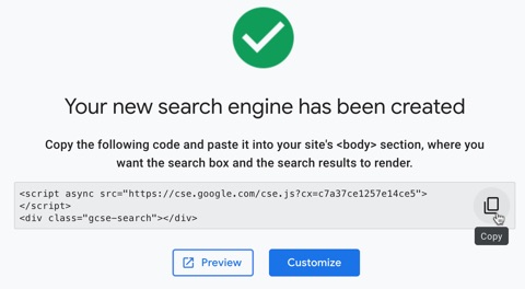 Google provides you with the search engine code to copy and paste onto your website