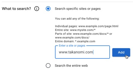 Tell Google which sites you want it to search for display in the results