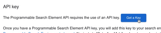 Get a Key to use the Programmable Search Element API