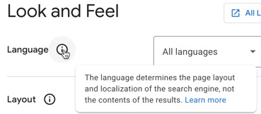 Adjust the language, which determines the page layout and localization
