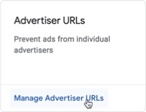 Click the button to manage advertiser URLS
