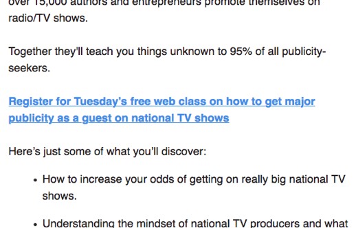 Call to action email example from selfgrowth.com