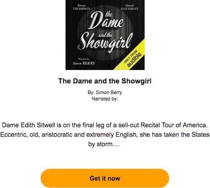 CTA example from an email from Audible—Get it now