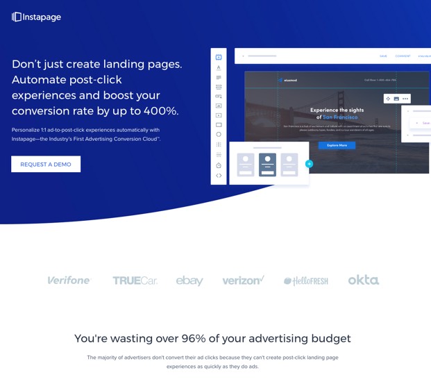 Landing page CTA example Instapage