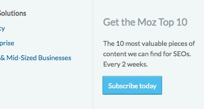 Moz newsletter signup call t -action