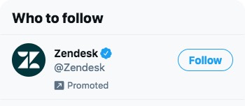 Twitter CTA example from Zendesk—follow