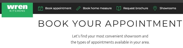Example of the ‘Book Your Appointment’ CTA from a kitchen e-commerce website
