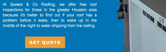 The Get Quote call to action phrase as used by a roofing company in Houston, Texas