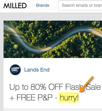 Using the ‘hurry’ CTA phrase for a flash sale