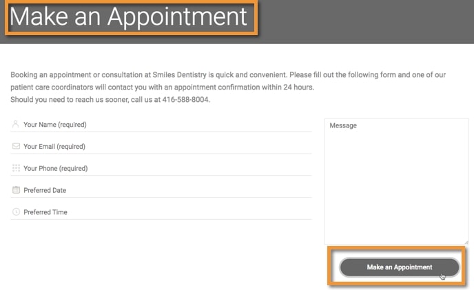 Using the Make an Appointment CTA phrase