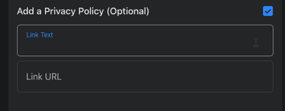 Optionally add a privacy policy to your Facebook lead generation campaign