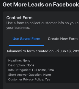Use a saved form for your next lead generation campaign