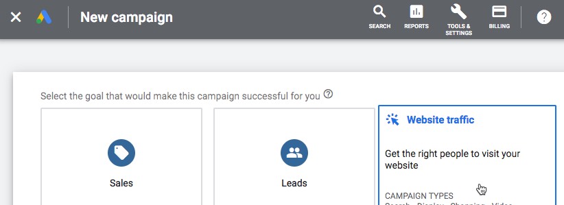 Google ads campaign for website traffic