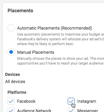 Place ads on Instagram via Facebook’s ad manager