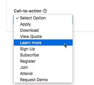 LinkedIn ads—choose a call to action option to drive traffic