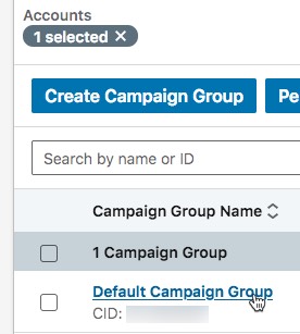 LinkedIn ads—manage campaign group