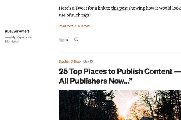 Example of a publication on Medium