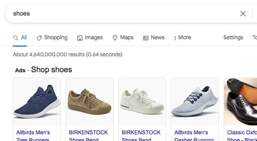 Shopping ads on Google