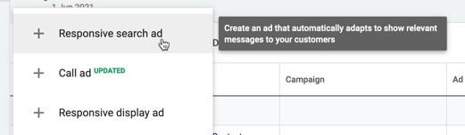 Create a Responsive Search Ad within your Google Ads account