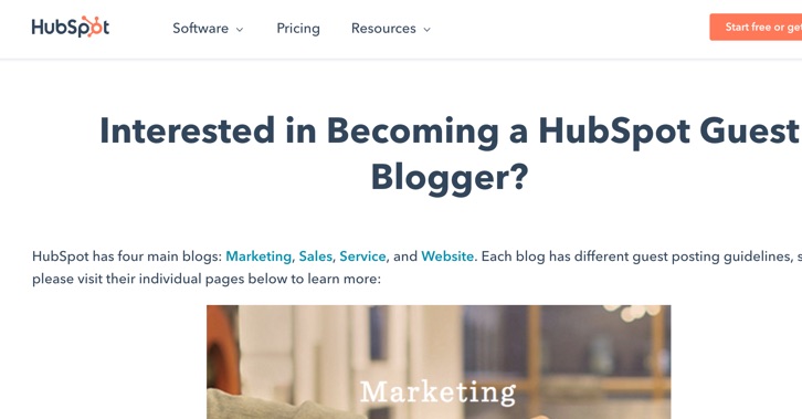 HubSpot has four blogs with different guest posting guidelines for potential authors