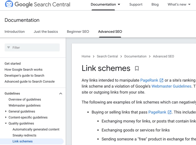 Google’s documentation on linking properly, including for guest blogging