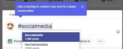 Facebook promotes hashtag usage