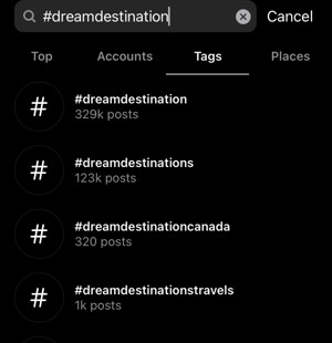 Using Instagram’s hashtag search feature