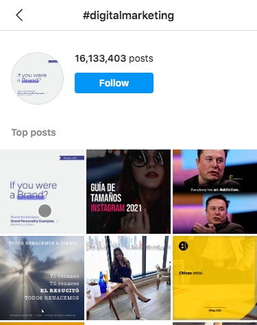 Instagram hashtag page