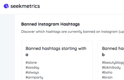 SeekMetrics banned hashtags