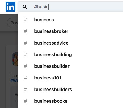 Searching for hashtags on LinkedIn