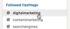 LinkedIn click on followed hashtags