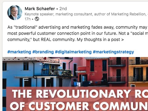 Mark Schaefer uses a few hashtags in his posts