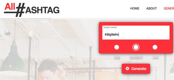 AllHashtag’s hashtag generator