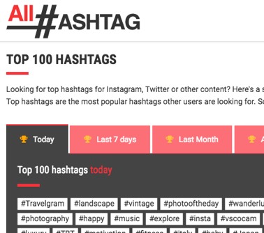AllHashtags - top hashtags