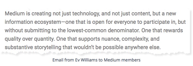 Email to Medium members from Ev Williams