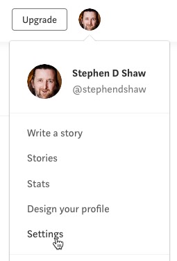 Update your username via Medium settings