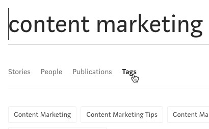 Search for a tag on Medium