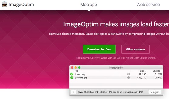  ImageOptim image optimization software 