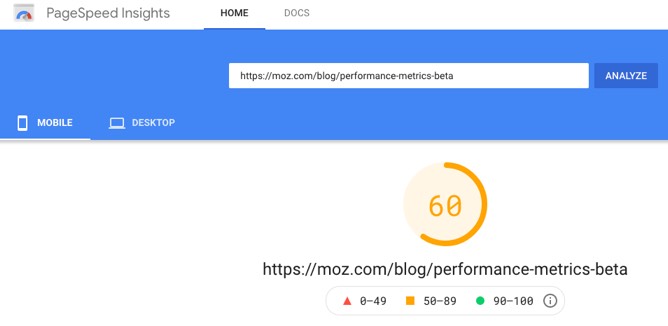 Moz page speed insights