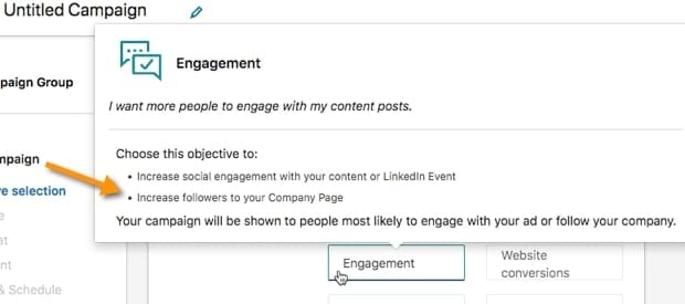 Select the Engagement option to increase followers
