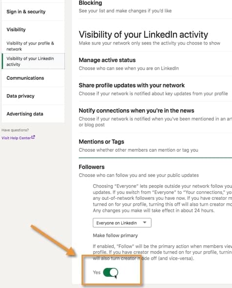 Make the Follow button the primary action on your LinkedIn profile