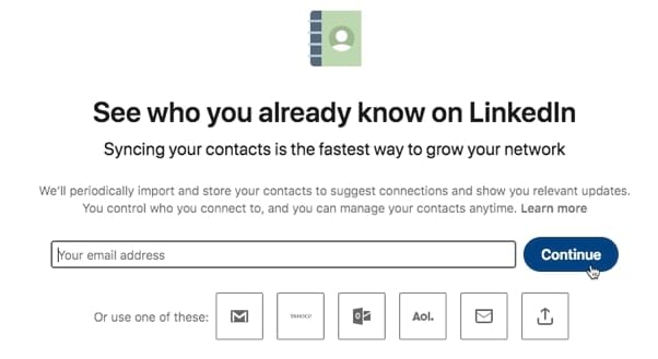 Grow LinkedIn followers by syncing your contacts