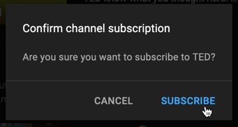 Subscriber confirmation box on YouTube