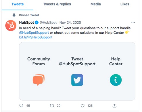 HubSpot — pinned Tweet