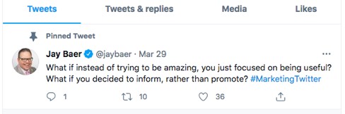 Jay Baer - pinned Tweet